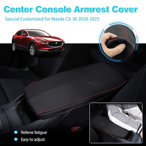 Autorder Center Console Cover for 2020-2022 2023 2024 2025 Mazda CX30 CX-30 Accessories Armrest Cover Anti-Scratch Middle Console Pad Leather Armrest Protector - size: 2020-2025 Mazda CX-30