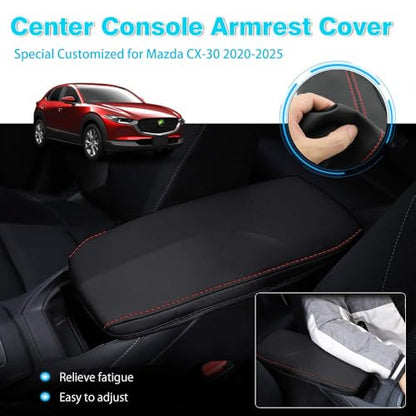 Autorder Center Console Cover for 2020-2022 2023 2024 2025 Mazda CX30 CX-30 Accessories Armrest Cover Anti-Scratch Middle Console Pad Leather Armrest Protector - size: 2020-2025 Mazda CX-30