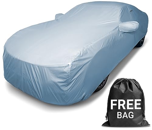 iCarCover 15-Layer Car Cover Waterproof All Weather | Premium Quality Car Covers for Automobiles, UV Protection, 3-Series, Cascada, G35, G37, C-Class, Prius Prime, Model 3, Size C15 (See Size Chart) - color: Sedan & Coupe - Sky Gray, size: C15 for Sedan &
