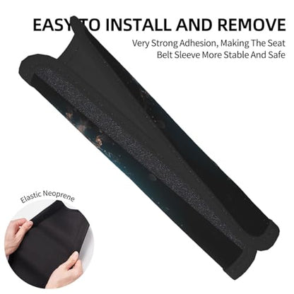 Seat Belt Cover Pad Fire Water Music Guitar Soft Safety Car Automotive Seat Belt Pads Cushion Shoulder Strap Covers for Cars or Bags, 2 Pcs - color: Fire Water Music Guitar