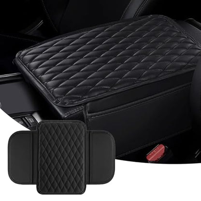 Car Center Console Cover, Upgraded Leather Arm Rest Cover for Car SUV, Car Middle Armrest Console Cover with 2 Storage Bags Scratch Resistant Waterproof Universal Car Accessories (Black) - color: Black
