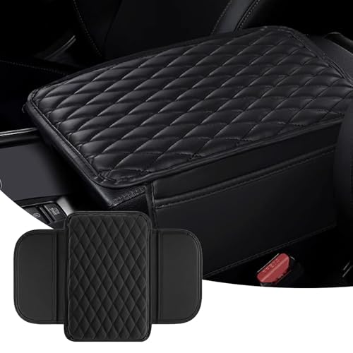Car Center Console Cover, Upgraded Leather Arm Rest Cover for Car SUV, Car Middle Armrest Console Cover with 2 Storage Bags Scratch Resistant Waterproof Universal Car Accessories (Black) - color: Black