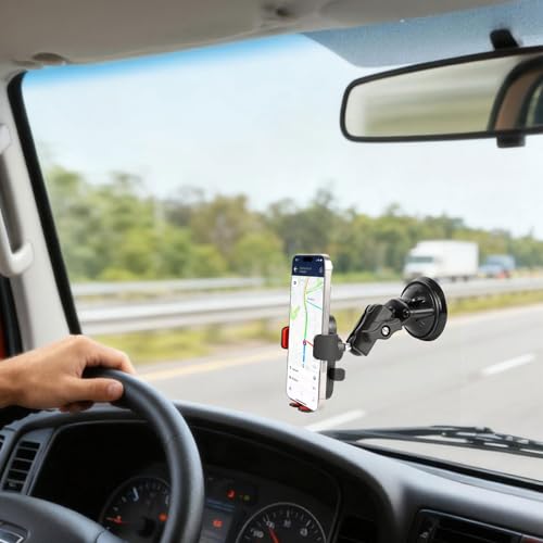 xik 1" Ball Suction Cup Base Mount with 2.36" Double Socket Arm for Phone Tablet Action Cam Mount, 3.5" Large Suction Cup Base for Windshield, Fits RAM B Size Mounts (with 2.36" Arm) - size: Suction Cup Base with 2.36" Arm