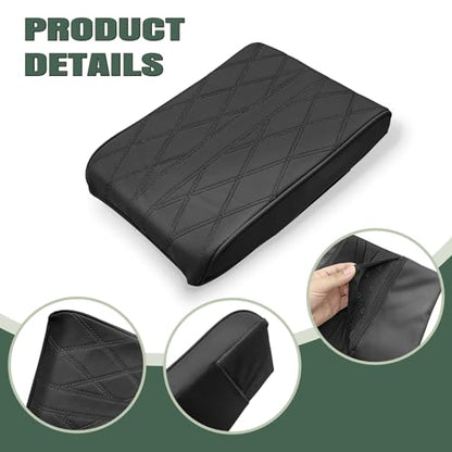 1 PCS Car Armrest Box Booster Pad, Leather 3D Texture Anti-Scratch Protective Cover, Memory Foam Leather Relieve Elbow Pressure Cushion, Universal for SUV, Truck, RV and More (Black) - color: Black