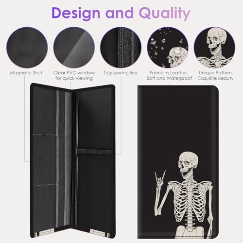 Car Registration and Insurance Holder，Colour Patterns Men Women Car License Document Registration and Insurance Card Holder - color: Human Skeleton
