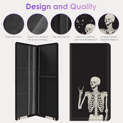 Car Registration and Insurance Holder，Colour Patterns Men Women Car License Document Registration and Insurance Card Holder - color: Human Skeleton