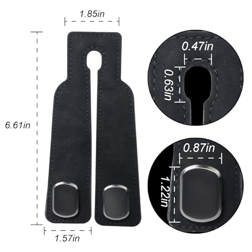 Purse and Bag Hook for Car, Zinc Alloy Seat Headrest Hooks, Upgraded Leather Car Seat Back Purses Hanger and Bags Holder (Black,2Pack) - color: Black