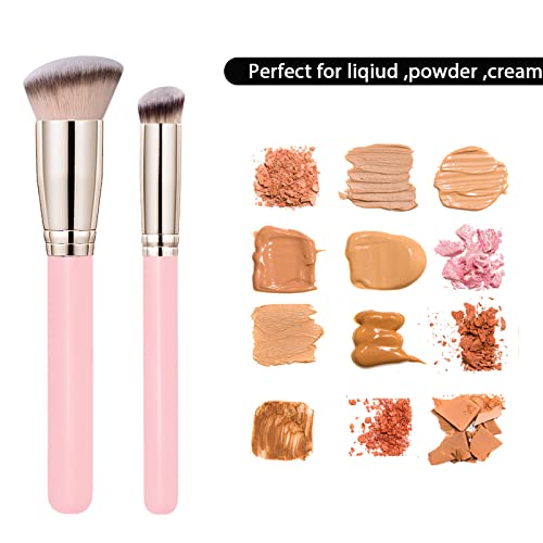 Makeup Brushes Dpolla Pro Foundation Brush and Flawless Concealer Brush Perfect for Any Look Premium Luxe Hair Contour Brush Perfect for Blending Liquid,Buffing,Cream,Sculpting,Mineral Makeup(Pink) - color: Matt Pink