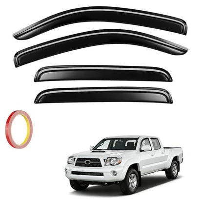 4Pcs Window Vent Visors, Outside-Mount Window Deflectors, Rain Guards for 2005-2015 Toyota Tacoma Double Cab - size: 2005-2015 Tacoma Double Cab