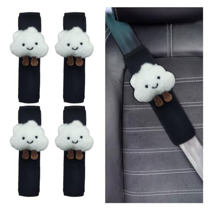 Fluffy Cloud Car Seat Belt Pads - Cute Seat Belt Covers for More Comfortable Driving - Safety Seatbelt Shoulder Strap Cushion Protect Shoulder and Neck - Backpack Shoulder Pad for Kids Adults (4PCS) - size: 4PCS
