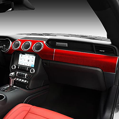Car Center Console Instrument Panel Sticker Carbon Fiber Decal for Ford Mustang 2015 2016 2017 2018 2019 2020 2021 2022 2023 Accessories - color: Center Console Instrument Panel
