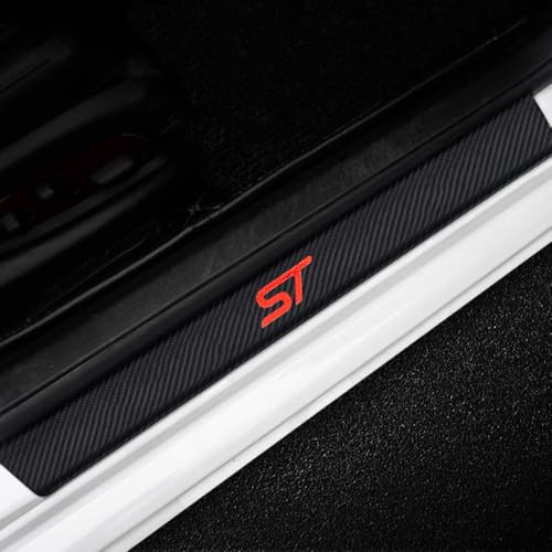 LEXLEY For Ford 2020-2026 EXPLORER Carbon Fiber Style Leather Door Sill Protector Anti-Dirty Scuff Plate Cover Guard Sills Protector Trim,Welcome Pedal Protect 4PCS-RED - color: RED