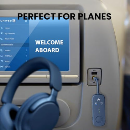 Avantree Relay - Premium Airplane Bluetooth Adapter with Advanced Qualcomm Chipset, 2 Headphones Support, 25hrs Play Time, aptX Adaptive & HD Audio Transmitter for Airpods, Bose & Travel Flight - color: 3-Midnight Blue