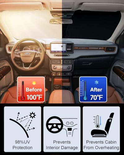 Car Sunshade 2026 Upgrade Front Windshield Sun Shade Foldable for Maverick Sun Shade Foldable Sun Shade Automotive Windshield Sunshades fit for Ford Maverick 2022-2025 2026|Keep Car Interior Cooler| - size: Fit for Ford Maverick 2022-2026