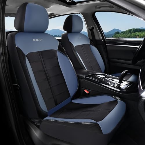 Coverado 3D Air Mesh Front Car Seat Cover, Sports Carbon Fiber Design, Breathable Seat Protectors Airbag Compatible Comfort Universal for Most Cars, Van,Trucks, SUV, Black&Blue - color: Black&Blue, size: Front