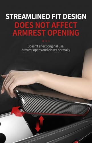 Tesla Model 3 / Y Arm Rest Cover & Center Console Cover, Compatible with 2017-2023 Model 3 and 2020-2024 Model Y, ABS Material Scratch Resistant (Gloss Carbon Fiber Pattern) - color: Gloss Carbon Fiber Pattern, size: Model 3/Y