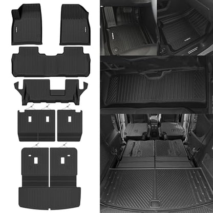 Naibeve Floor Mats for 2017-2023 GMC Acadia 7 Seats Bench Seats - All Weather for GMC Acadia Floor Mats Cargo Mat 2nd & 3rd Row Backrest Mats - size: 18)Acadia 7 Seats|2017-2023