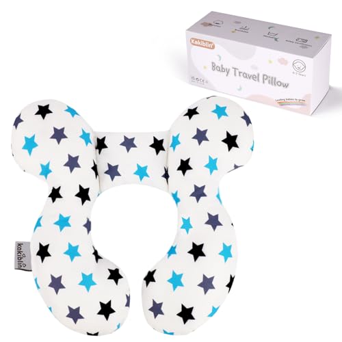 KAKIBLIN Baby Neck Pillow, Upgraded Baby Support Pillow, Head Pillows for Carseat, Newborn Neck Support for Car Seat, Stroller, Pushchair,Travel (White Star) - color: White Star