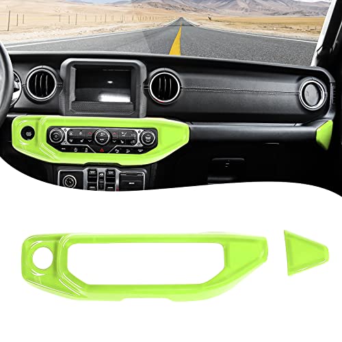 RT-TCZ Center Console Air Conditioner Control Panel Trim Cover Dashboard Decoration Interior Accessories for Jeep Wrangler JL JLU & Gladiator JT 2018-2022,Light Green - color: Light green