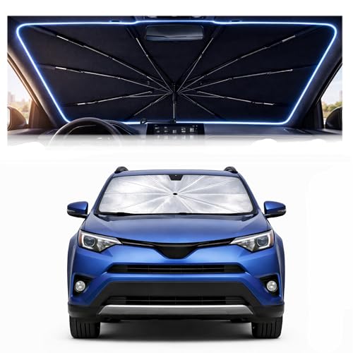 2026 Upgraded Car Windshield Sun Shade Umbrella - Custom-Fit for Toyota RAV4 2013-2018 Umbrella Sunshade,Easy Install,UV Protection & Heat Reflective,Keep Interior Cooler with Storage Bag - size: For Toyota RAV4 2013-2018