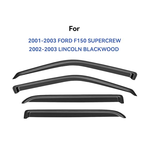 Window Visors Rain Guards for 2001 2002 2003 Ford F150 SuperCrew Cab, Out-Channel Window Vent Wind Deflectors Visors Shades for 2002 2003 Lincoln Blackwood - size: 2001-2003 f150 SuperCrew