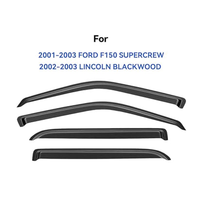 Window Visors Rain Guards for 2001 2002 2003 Ford F150 SuperCrew Cab, Out-Channel Window Vent Wind Deflectors Visors Shades for 2002 2003 Lincoln Blackwood - size: 2001-2003 f150 SuperCrew