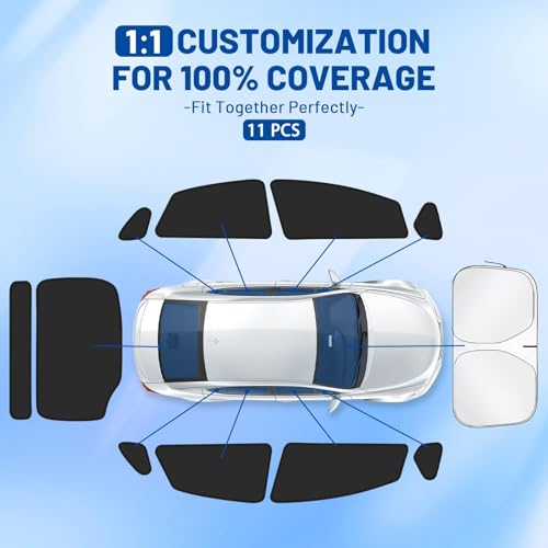 Car Window Shades for Toyota Prius 2010-2015 Accessories (Not Prius C or Prius V) - Full Set 11PCS Side Window Sunshades with Memory Frame & Blackout Fabric, Privacy UV Shield for Camping/Travel - size: Fit for Toyota Prius 2010-2015