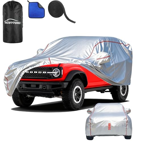 Car Cover Waterproof All Weather for Bronco 2020-2025,All-Around Fastening and 4 Upgrades, 60s Quick-Install for Car Cover - size: 3（for Bronco）