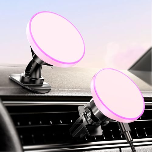 BHHB for Magsafe Car Mount Charger, [2026 Upgrade] 15W 2in1 Magnetic Wireless Car Charger, for Magsafe Car Charger, Vent/Dashboard Phone Holder, ONLY for iPhone 17 16 15 14 13 12 Series (Pink) - color: Pink