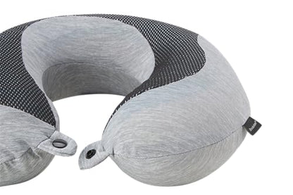 Brookstone Cool Touch Memory Foam Head and Neck Travel Pillow for Vacations, Airplanes, Trains, Buses, and Cars, Dark Grey - color: Dark Grey