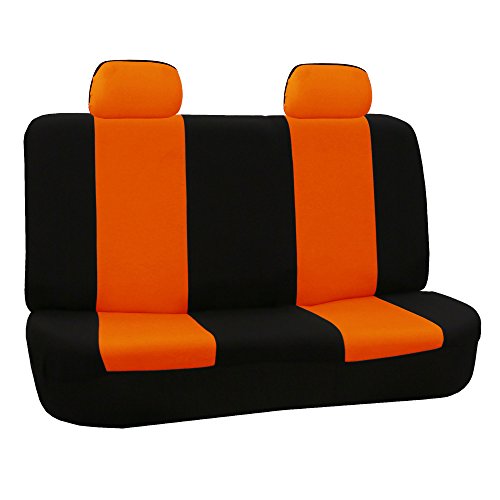 FH Group Car Seat Cover for Back Seat Cloth-Universal Fit Rear Seat Covers for Cars with Solid Bench,Car Seat Protector for Dogs and Kids,Car Interior Accessories for SUV, Sedan and Van Orange - color: Orange, style: Seat Cover Rear Set