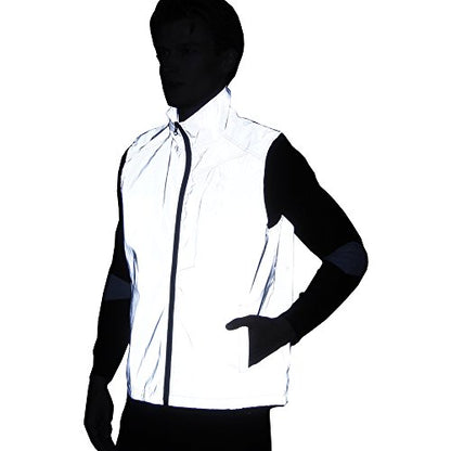LZLRUN Reflective Vest Jacket Casual Hiphop Windbreaker Night Sporting Coat Hooded Fluorescent Clothing - size: X-Large