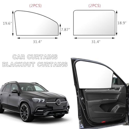 4 PCS Car Side Window Sun Shades, Magnetic Front Rear Window Shades for Sun Heat Blocking & UV Protection, Auto Privacy Sunshade Curtain for Baby Camping, Car Accessories (Silver) - color: Silver