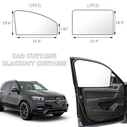 4 PCS Car Side Window Sun Shades, Magnetic Front Rear Window Shades for Sun Heat Blocking & UV Protection, Auto Privacy Sunshade Curtain for Baby Camping, Car Accessories (Silver) - color: Silver