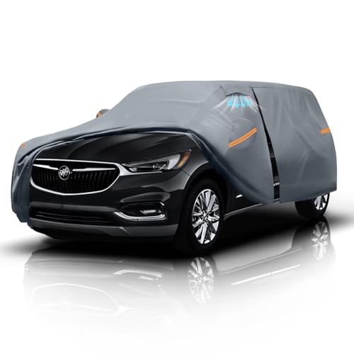Large SUV Car Cover for Buick Enclave (2007-2025) 100% Waterproof All Weather, Heavy Duty Outdoor Full Exterior Covers Rain Sun Wind UV Protection. - color: SUV Car Cover, size: Custom Fit Buick Enclave+Towel+Bag