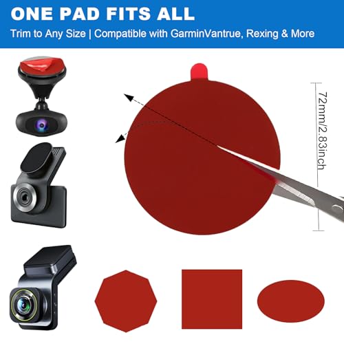 Double Sided Adhesive Pads for Dash Cam, 6PCS 2.83 Inch Heavy Duty Sticky Pads, Heat Resistant & No Residue Mounting Tape, Universal Replacement for Windshield, Dashboard, GPS, Phone Mount