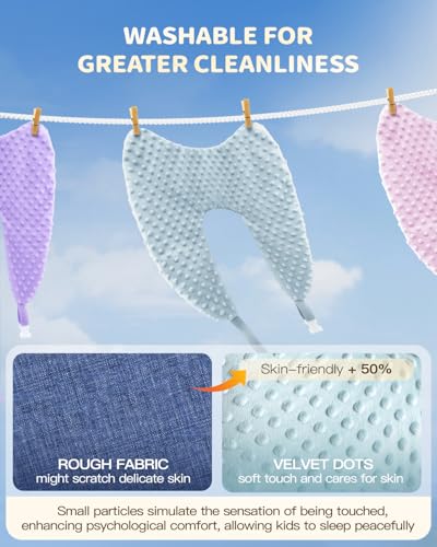 Memory Foam Kids Travel Pillow, Car Pillow for Kids, H-Shape Car Pillows for Sleeping, Removable Pillowcase, Adjustable, Velvet Dots, Blue - color: Velvet Dots Blue