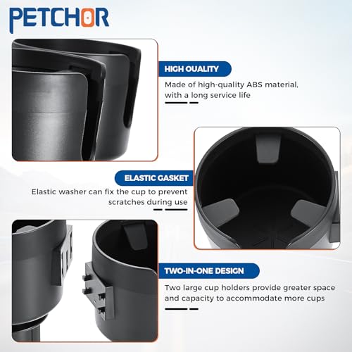 2-in-1 Multifunctional Car Cup Holder Expander, Large Auto Dual Cup Holder Expander Adapter with Adjustable Base, All Purpose Car Cup Holder for Bottles Cups Snack Organizer
