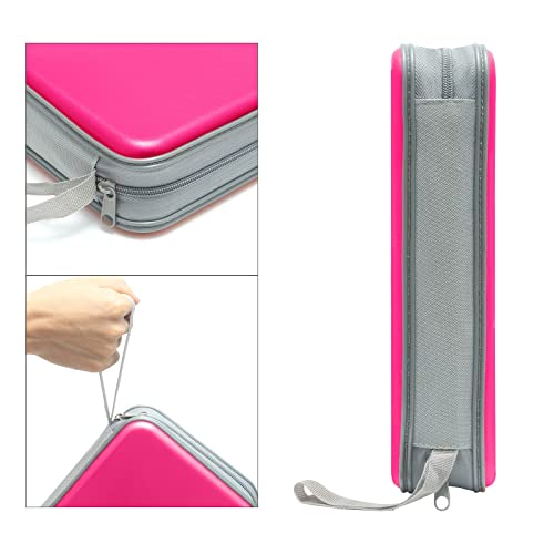 CD Case, Siveit DVD Case Holder 96 Capacity Hard Plastic CD DVD Disc Cases Storage Binder Wallet for Car Home Office Travel (Hot Pink) - color: Pink