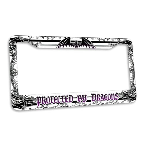 Gothic Dragon License Plate Frame Fantasy Protective Guard Personalise Stainless Steel Funny Design Compatible with Standard License Plate Holder for USA and Canada 6.3 x 12.2 in - color: Gothic Dragon, size: 6.3 X 12.2 In-1PC