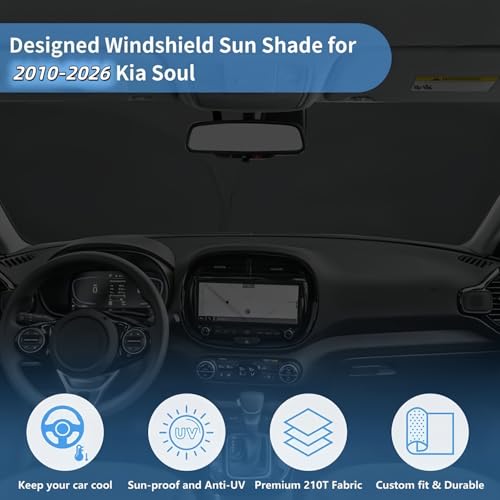 Custom Fit Kia Soul Sun Shade Windshield Sunshade Window Cover, Front Window Shade Sun Visor for Kia Soul 2010-2026, 4 Layers UV Protector Foldable Car Accessories Shield Shade - size: Qy1. for Kia Soul 2010-2026