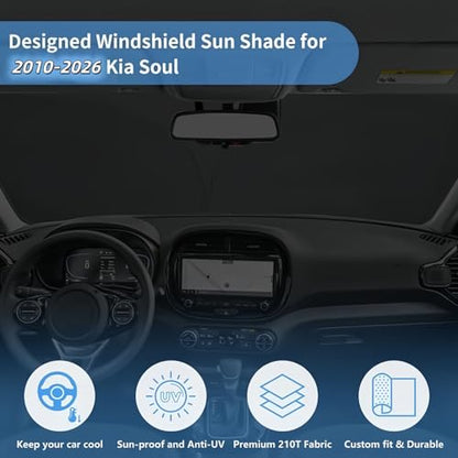 Custom Fit Kia Soul Sun Shade Windshield Sunshade Window Cover, Front Window Shade Sun Visor for Kia Soul 2010-2026, 4 Layers UV Protector Foldable Car Accessories Shield Shade - size: Qy1. for Kia Soul 2010-2026