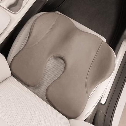 Car Seat Cushion, Ergonomic Memory Foam Car Cushion for Sciatica Pain Relief, Sciatica & Hip & Coccyx Pain Relief Desk Chair Cushion (Brown) - color: Brown