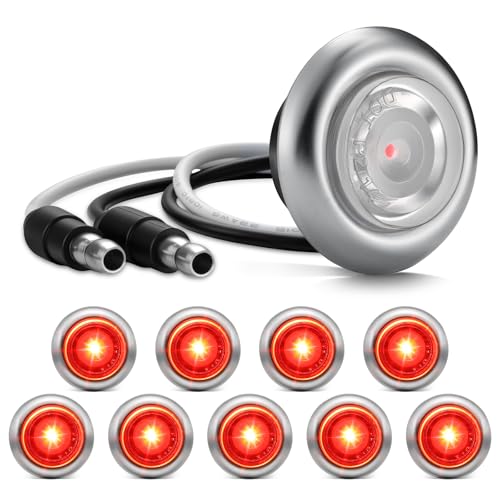 Partsam 10Pcs 3/4" Mini LED Marker Light Red Auxiliary Light Side Marker Clearance Light Indicators with Bullet Plug for Trailer Truck Pickup Camper RV - color: Red