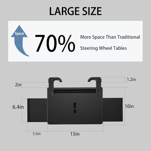 Steering Wheel Tray, Car Food Tray, Car Desk for Laptop, Multipurpose Car Table for Eating & Work, Adjustable Car Tray with Drawer and Anti-Slip Protective Adhesive (26" L x 10" W x 2" H) - size: 26" L x 10" W x 2" H