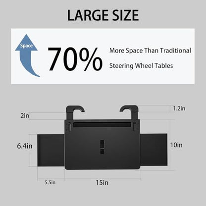 Steering Wheel Tray, Car Food Tray, Car Desk for Laptop, Multipurpose Car Table for Eating & Work, Adjustable Car Tray with Drawer and Anti-Slip Protective Adhesive (26" L x 10" W x 2" H) - size: 26" L x 10" W x 2" H