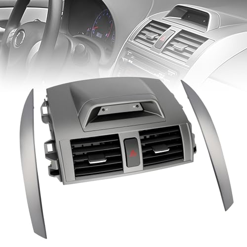 Center Dash A/C Air Vent & Cover Strips Trim, Left+Right Pair, Compatible with 2009-2013 Toyota Corolla Base/CE/LE/XLE/L/S/XRS, Replaces# 55670-02340 - color: with Clock, size: Air Vent & Cover Strips Trim