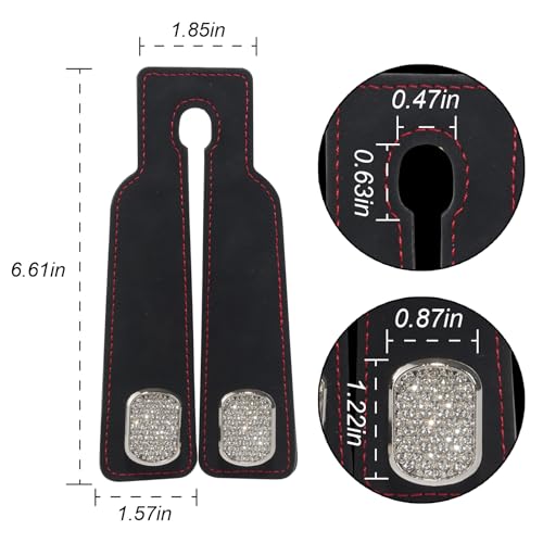 Purse and Bag Hook for Car, Zinc Alloy Seat Headrest Hooks, Upgraded Leather Cute Car Seat Back Purses Hanger and Bags Holder (Black Diamond, 2Pack) - color: Black Diamond