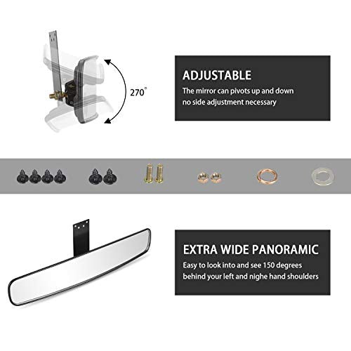 10L0L Panoramic Convex Golf Cart Mirror for Yamaha, EZGO, Club Car, Golf Cart Rear View Mirror - style: ‎Single Bracket