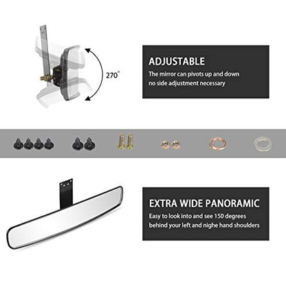 10L0L Panoramic Convex Golf Cart Mirror for Yamaha, EZGO, Club Car, Golf Cart Rear View Mirror - style: ‎Single Bracket